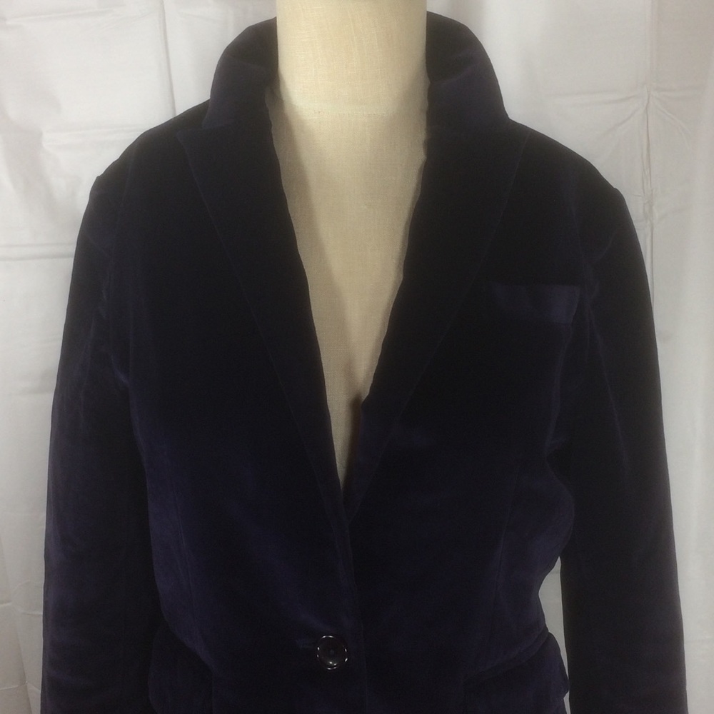 Robert Graham Velour Jacket Blazer Blue Sz 6 Women - Picture 3 of 8
